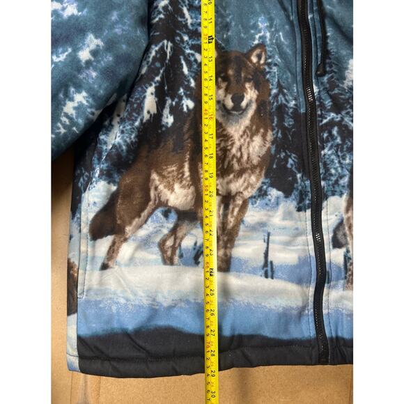 Vtg Black Canyon Outfitters Graphic Hooded Wolfs Jacket 2XL Sherpa Lined - Picture 3 of 9
